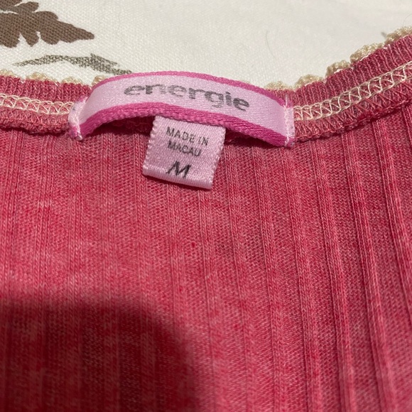 Beautiful vintage medium energie coral ribbed Henley top 🌷 - Picture 4 of 8